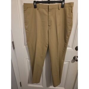 Alan Flusser Pants Men 38 x 30 Tan Flat Front Khaki Trousers Casual Professional